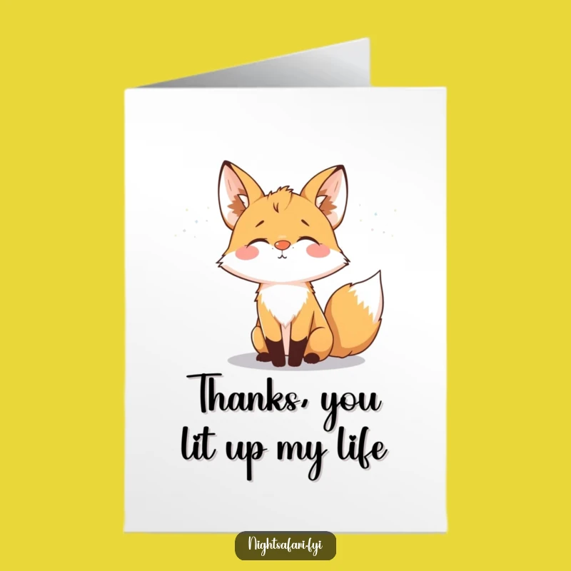 Free Printable Fox Thank You Card: Glowing Nose Fox, Downloadable Nighttime Gratitude