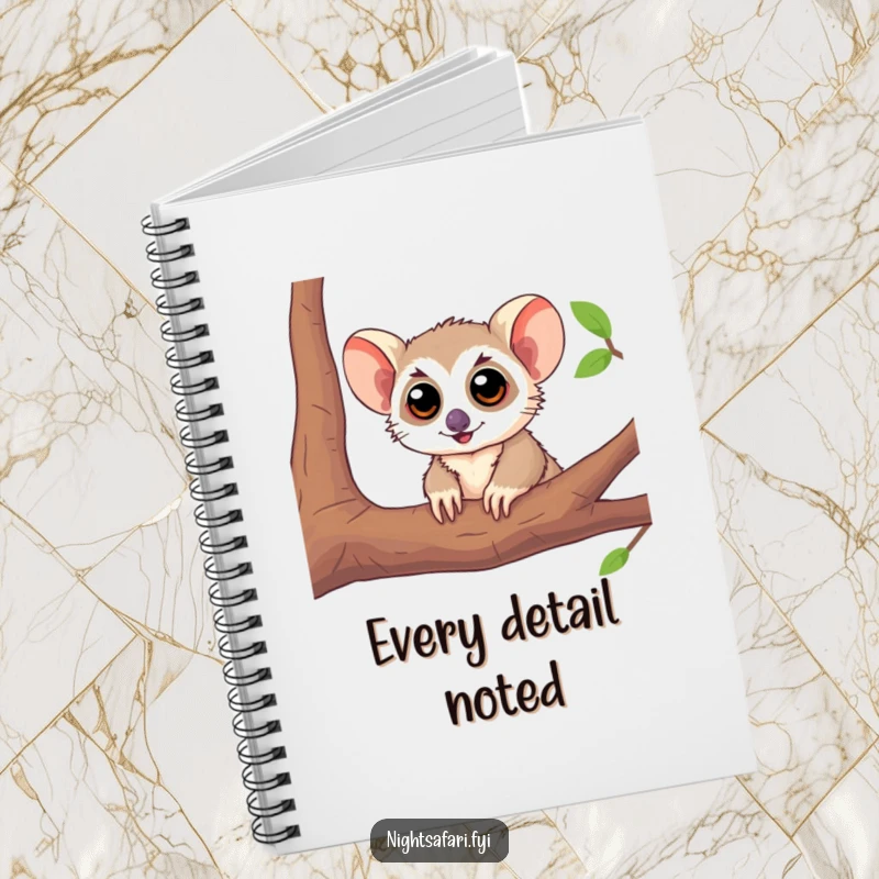 Funny Tarsier Large Eyes Notebook with a playful tarsier character, perfect for journaling and note-taking with curiosity.