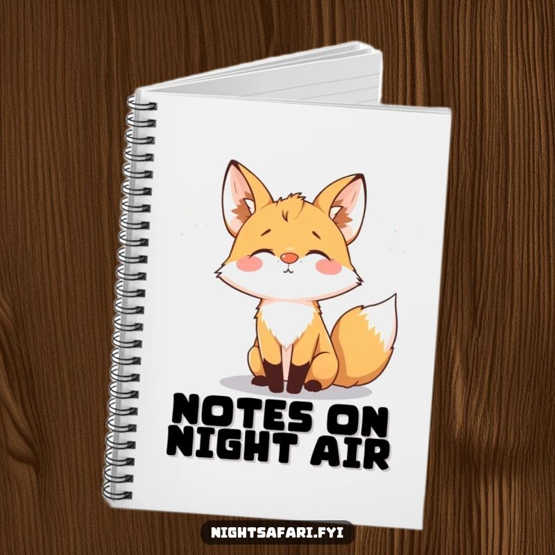Funny fox with a glowing nose on this notebook, perfect for jotting down nocturnal ideas and magical thoughts.