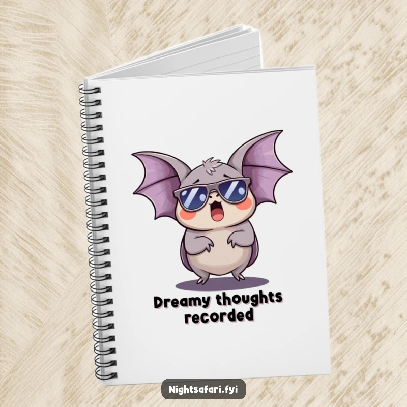 Funny Bat Notebook: A sleepy bat with sunglasses yawns widely, perfect for jotting down cool and humorous notes.