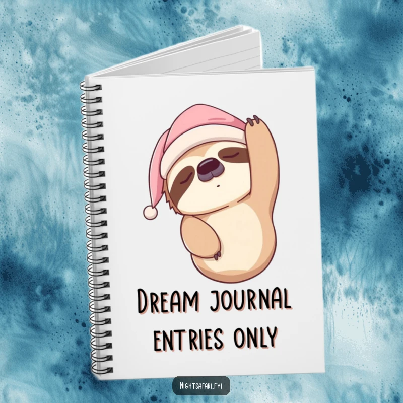 Funny Sloth Nightcap Notebook with a sleepy sloth character, perfect for journaling and note-taking with a humorous touch.