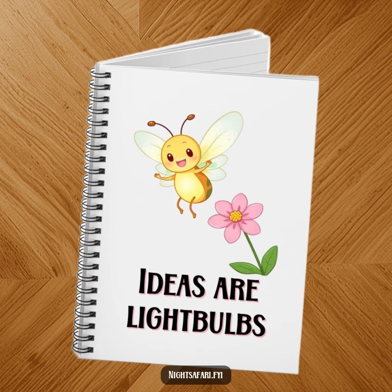 Funny Firefly Glow Notebook with a delighted firefly character, perfect for journaling and note-taking with a magical touch.