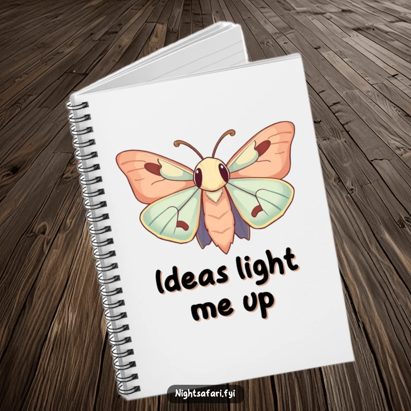 Funny Notebook: A moth with large, curious antennae humorously drawn to a soft light for capturing funny notes.