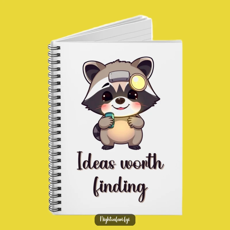 Funny Raccoon Headlamp Notebook - Jot Down Finds with Humor