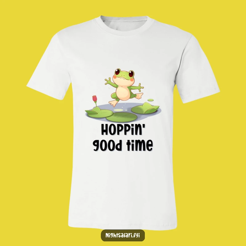 Funny Playful Frog T-Shirt, Lily Pad Leaping Adventure Tee