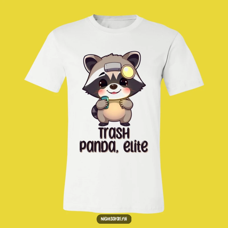 Funny Raccoon Headlamp T-Shirt - Cheerful Critter Humor Tee Gift