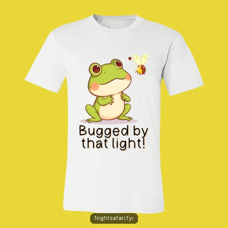Funny Startled Frog T-Shirt: Comical Firefly Encounter Tee for Laughs