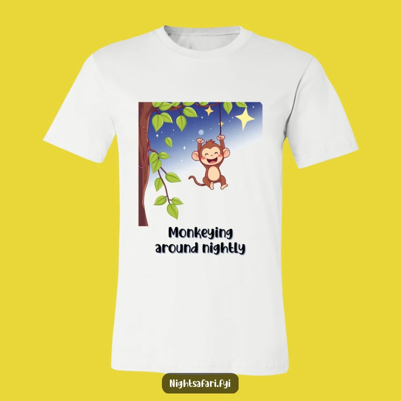 Funny Swinging Monkey T-Shirt - Starry Night Adventure Tee!