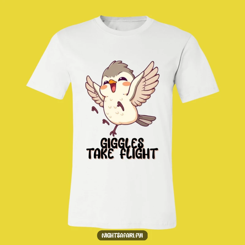 Funny Giggling Nightjar T-Shirt: Delightful Flying Bird Humor Tee