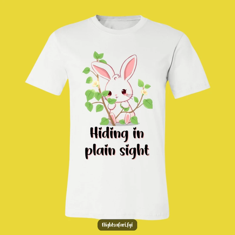 Funny Cute Bunny T-Shirt: Peeking from Luminous Vine, Hilarious Gift!