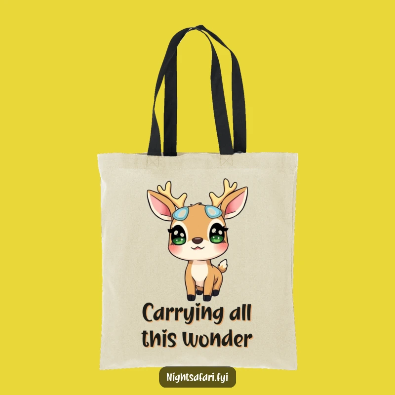 Funny Deer Glowing Eyes Tote Bag: Carry Your Essentials With Magical Forest Style Gift