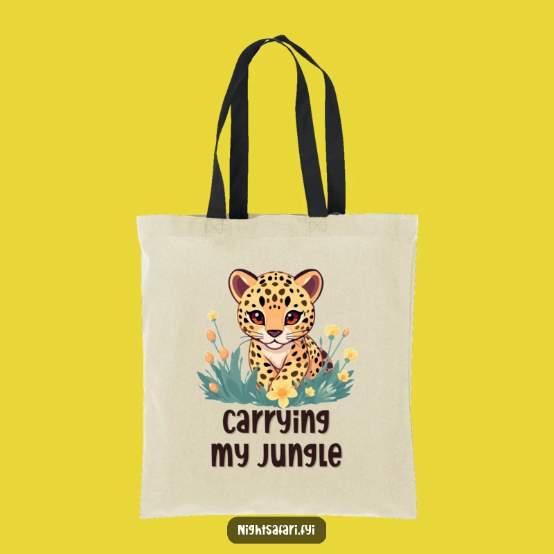 Funny Gentle Leopard Tote Bag: Carry Playful Vibes with Glowing Flora!