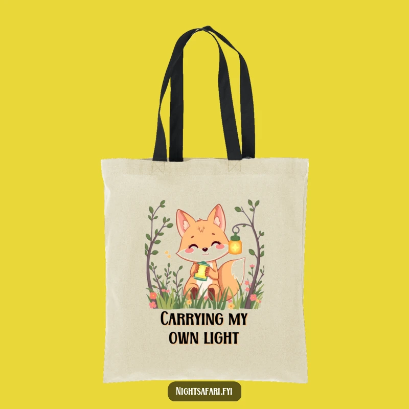 Funny Smiling Fox Lantern Tote Bag - Playful Peek Eco Gift
