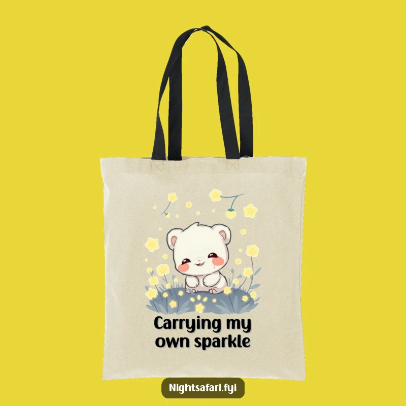 Funny Giggling Shy Creature Tote Bag - Firefly Magic Eco Gift