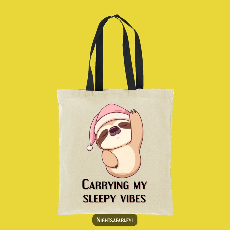 Funny Sleepy Sloth Nightcap Tote Bag: Carry Your Chill in Style