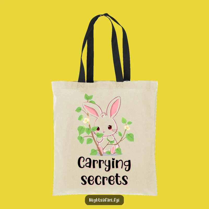 Funny Cute Bunny Tote Bag: Carry Humor with a Luminous Vine Peek!