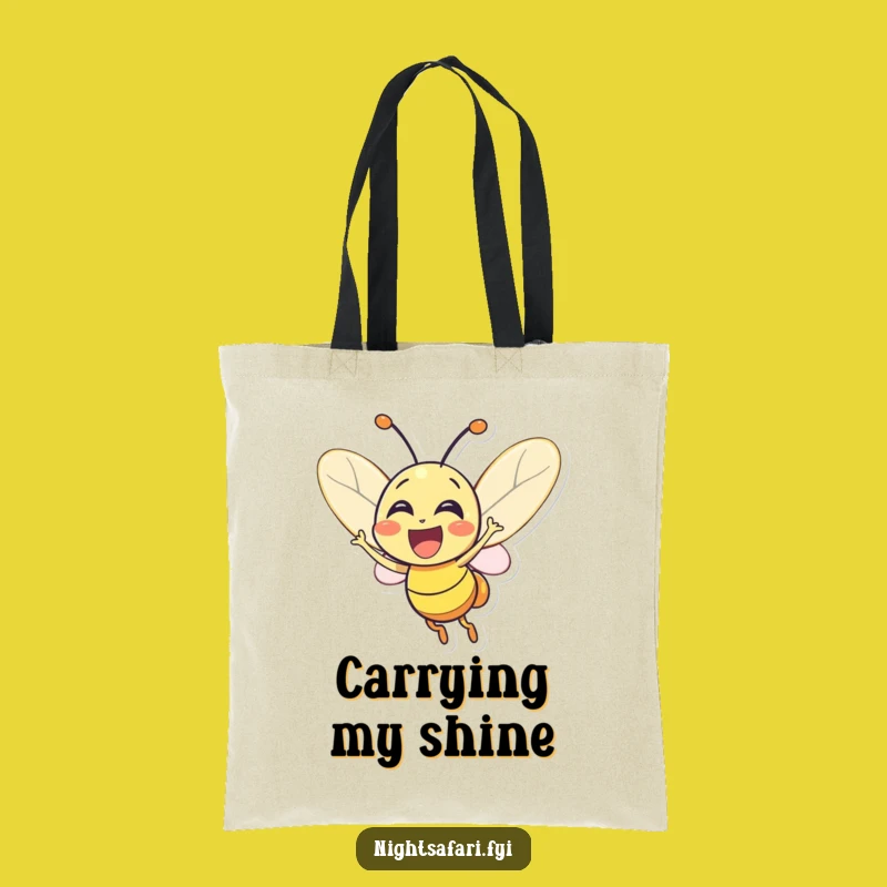 Funny Firefly Tote Bag: Glowing Joyful Lightbug, Spacious Humorous Gift Bag