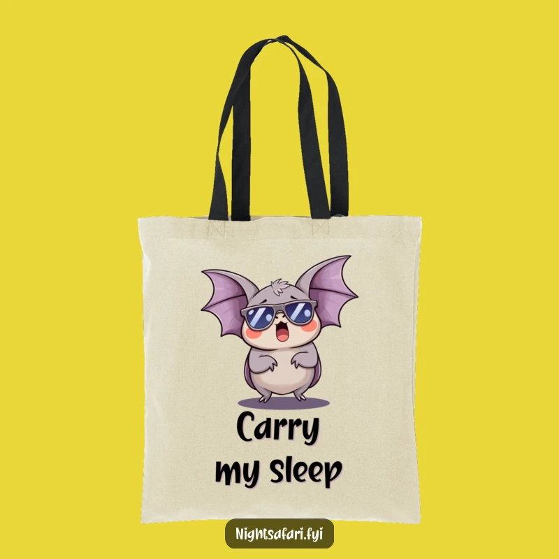 Funny Sleepy Bat Sunglasses Tote Bag: Carry Your Chill!