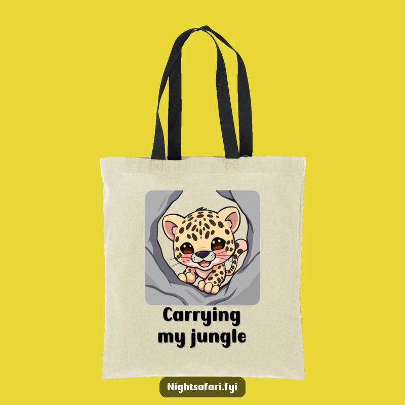 Funny Smiling Leopard Tote Bag, Stealthy Shadow Stalker Accessory